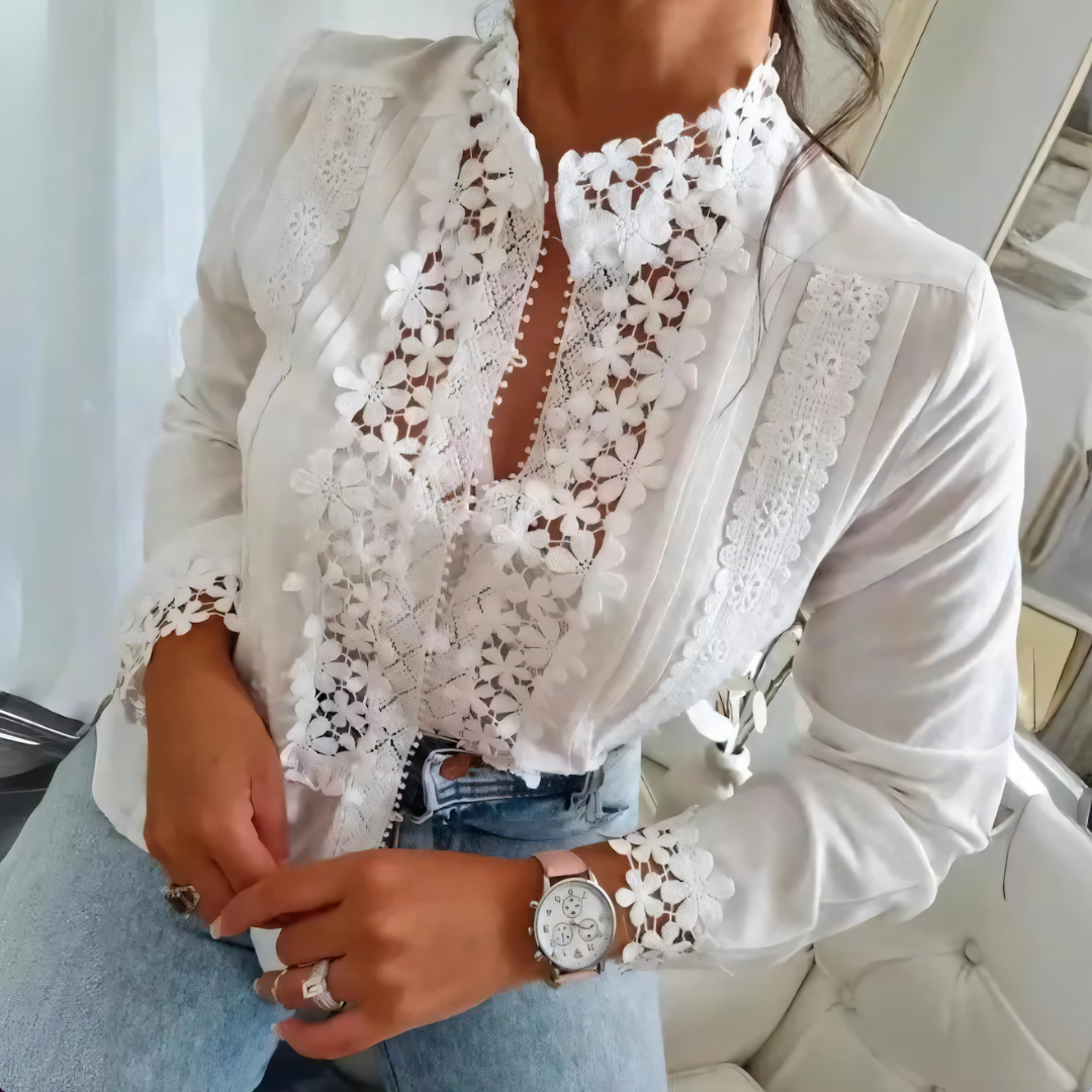 Marga | Gebloemde Kantblouse