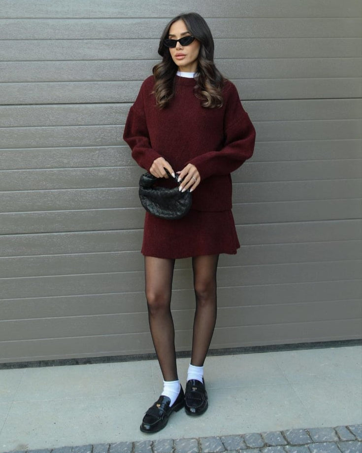 Roos | Elegante gebreide tweedelige set