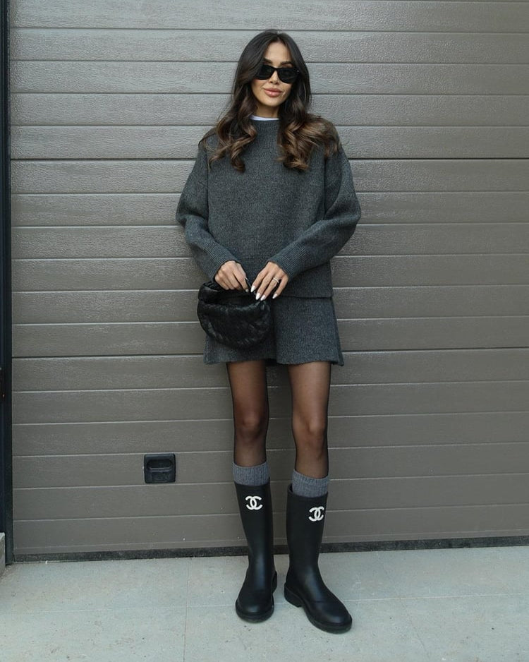 Roos | Elegante gebreide tweedelige set